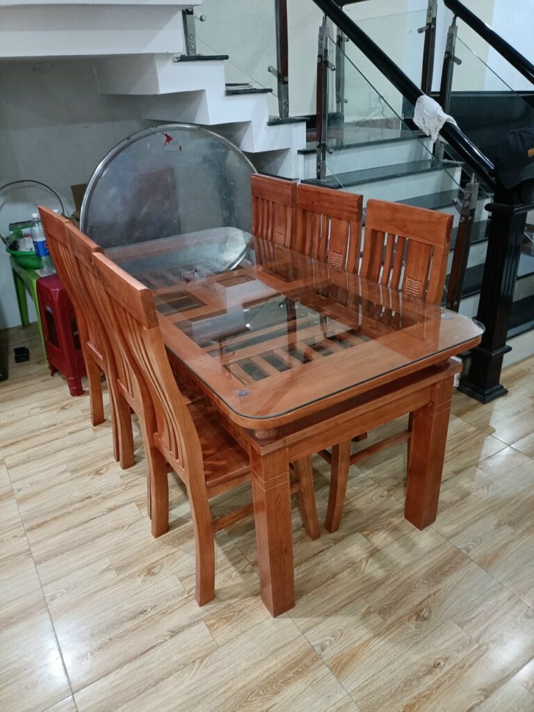 BÀN ĂN 6 GHẾ GIÁ 4.500.000 KÍCH THƯỚC BÀN 80*1M6